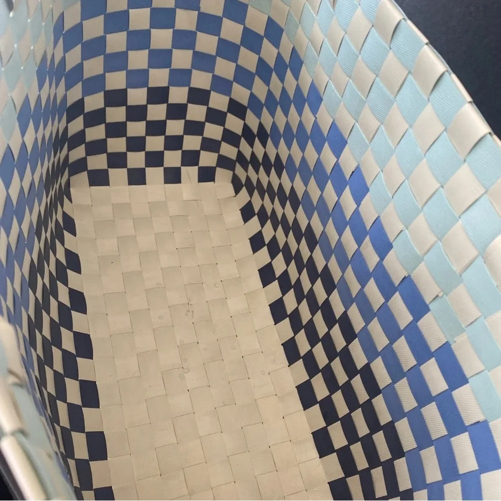 New Women’s Blue & Ivory Woven Tote - Picture 4 of 4